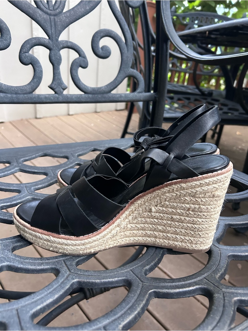 Black Espadrille Wedge Sandals - Women size 8.5 excellent condition